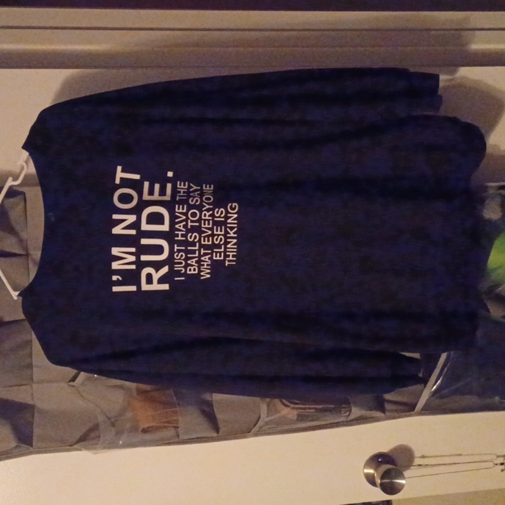 Black long-sleeved I'm not rude shirt